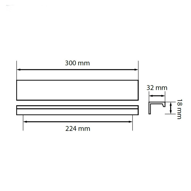 Ручка алюминиевая профильная СС-224мм HL-02-AL MiroMark
