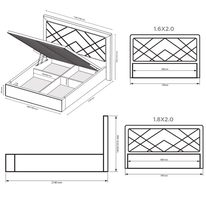 Кровать Вива 1,8 с подъемным механизмом MiroMark купить