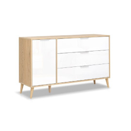 Комод 1Дв 3Ящ Олівія / Olivia Глянець Білий - Кремона Дуб MiroMark OV-61-WB