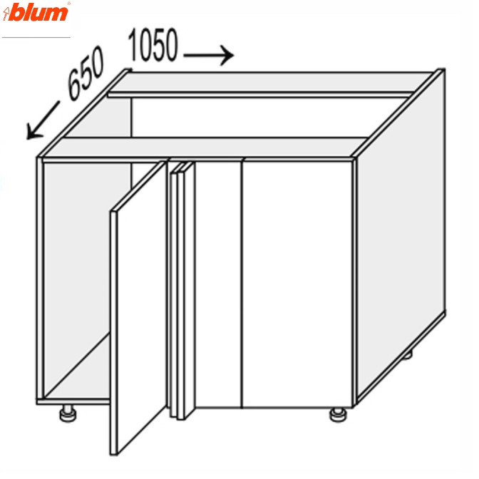Кухонная секция Винтаж нижняя Угол Н 90° 1050х650/820 1дв Pro Blum VN-096W/9003 MiroMark