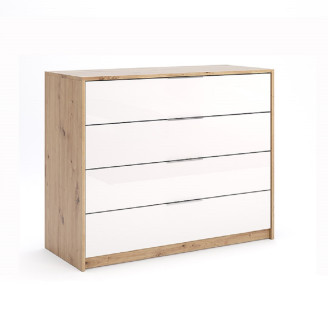 Комод 4Ящ Реймонд / Raymond Глянец Белый - Дуб Артизан  MiroMark RN-64-MA/WB