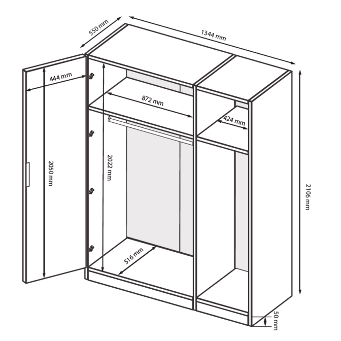 Шкаф 3Дв без зеркала Меги / Megy Глянец Шиншила Серая MiroMark MG-23-GG