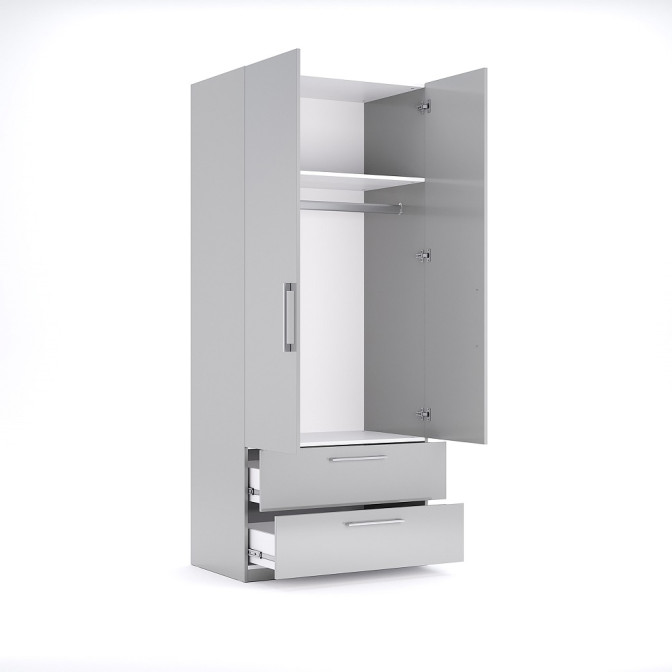 Шкаф 2Дв 2Ящ без зеркала Меги / Megy Глянец Шиншила Серая MiroMark MG-12-GG