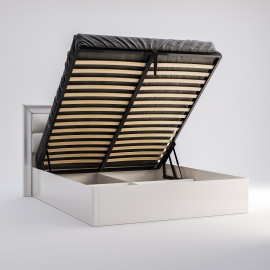 Ліжко з підйомним механізмом 1,6x2,0 Каркас М'яка спинка Белла / Bella Глянець Білий MiroMark BL-47-WB