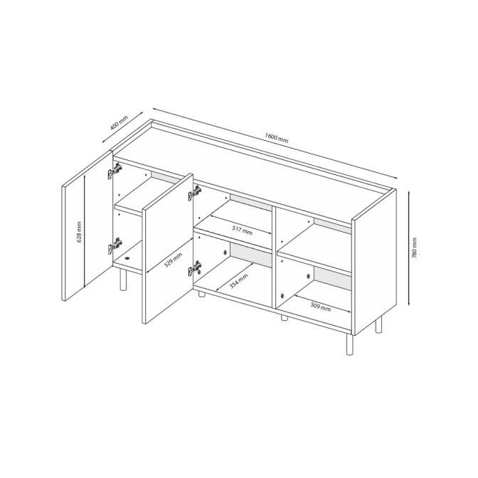 Комод 3Дв 1.6м Нео / Neo MiroMark Глянець Дуб Ліворно - Супермат Білий NE-166-LW