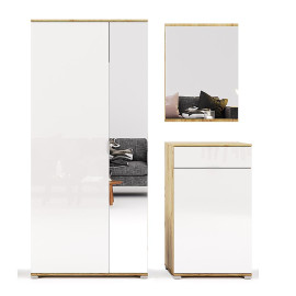 Комплект в прихожую 4 Асти / Asti Глянец Белый - Дуб Крафт MiroMark