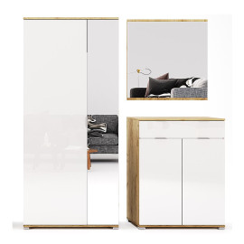 Комплект в прихожую 2 Асти / Asti Глянец Белый - Дуб Крафт MiroMark