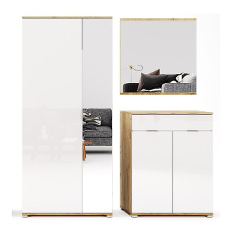 Комплект в прихожую 2 Асти / Asti Глянец Белый - Дуб Крафт MiroMark