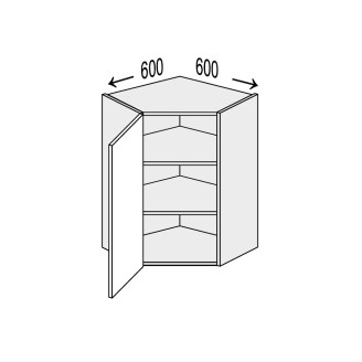 Кухонна секція Мері верхня Кут 45° 600х600/900 1дв MR-595W/9003gl MiroMark