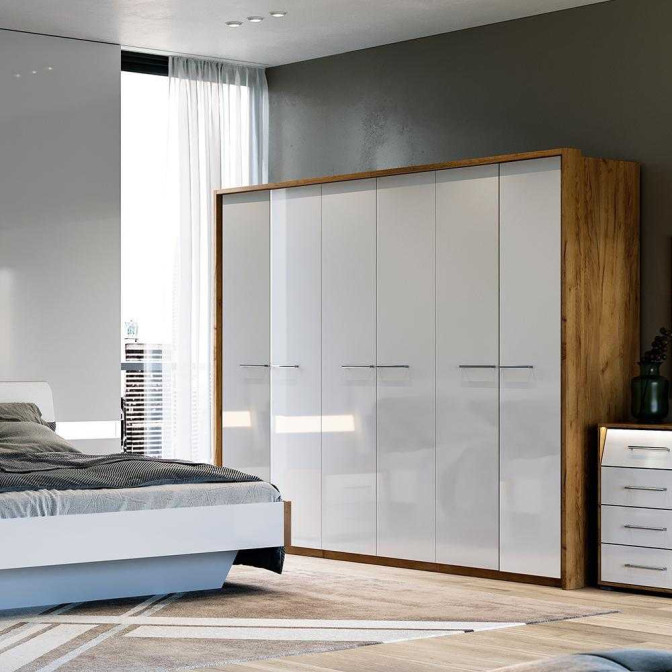 Шкаф Ники 6Дв Белый Глянец без зеркала MiroMark купить