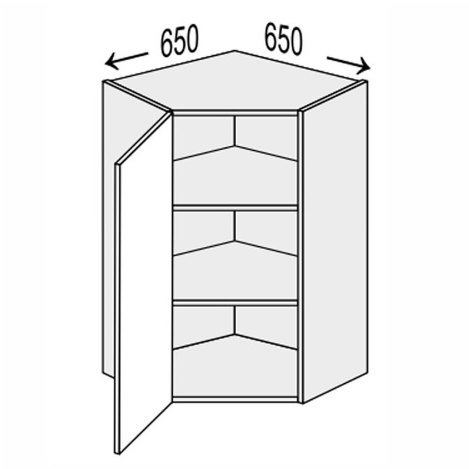 Кухонная секция Мери верхняя Угол В 45° 650х650/900 1дв MR-591W/9003gl MiroMark