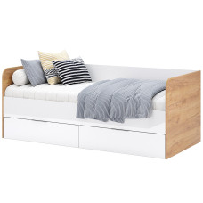 Ліжко з каркасом 0,9x2,0 Асті Джуніор / Asti Junior Глянець Білий - Дуб Крафт MiroMark AS-131-WB