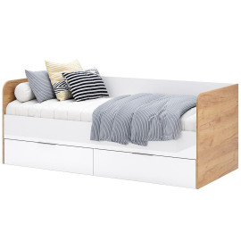 Кровать с каркасом 0,9x2,0 Асти Джуниор / Asti Junior Глянец Белый - Дуб Крафт MiroMark AS-131-WB