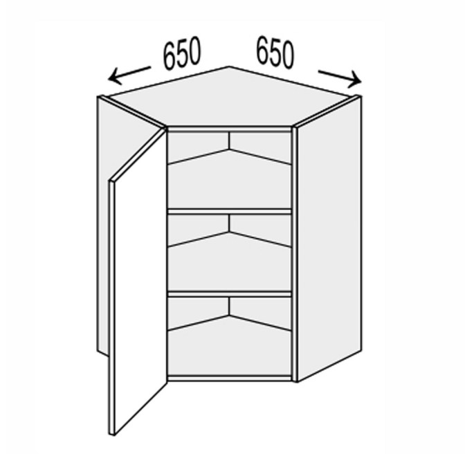 Кухонная секция Лео верхняя угол В 45° 650х650/720 1дв LE-491W/06 MiroMark