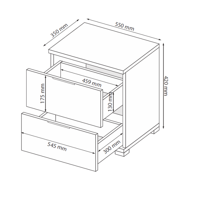 Тумба прикроватная 2Ящ Дони / Doni Графит MiroMark DN-52-GT