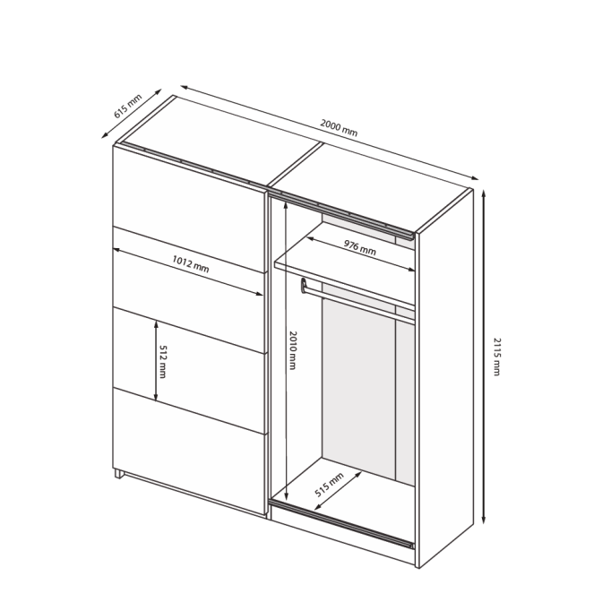 Шафа-купе 2,0x2,1 Віва / Viva Глянець Білий MiroMark VV-20-WB