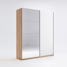 Шкаф-купе с зеркалом 1,5*2,1 Асти / Asti Глянец Белый - Дуб Крафт MiroMark AS-28-WB
