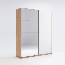 Шкаф-купе с зеркалом 1,5*2,1 Асти / Asti Глянец Белый - Дуб Крафт MiroMark AS-28-WB