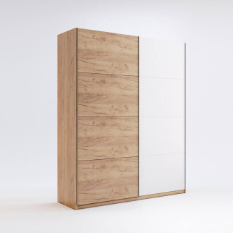 Шкаф-купе без зеркала 1,5*2,1 Асти / Asti Глянец Белый - Дуб Крафт MiroMark AS-29-WB