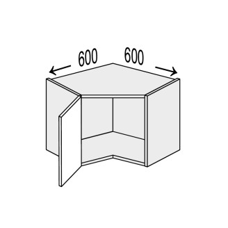 Кухонна секція Глорі верхня кут 45° 600х600/450 1дв GL-392W/01 MiroMark