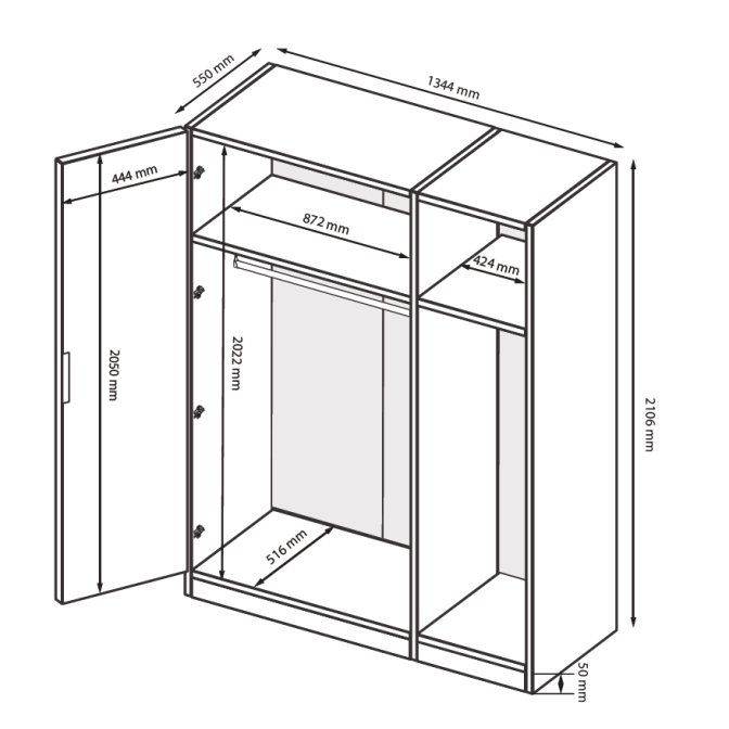 Шкаф 3Дв Лилу / Lily Глянец Кашемир MiroMark LY-23-GC 