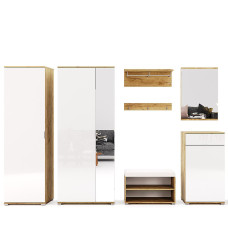 Комплект в прихожую 9 Асти / Asti Глянец Белый - Дуб Крафт MiroMark