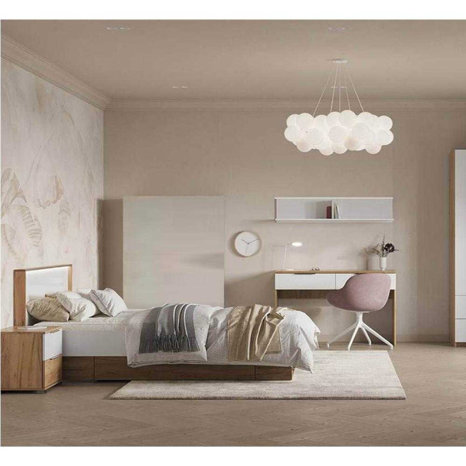 Комплект в Детскую спальню Асти Джуниор / Asti Junior Дуб Крафт - Глянец Белый Комод, Тумба, Кровать, Столик MiroMark