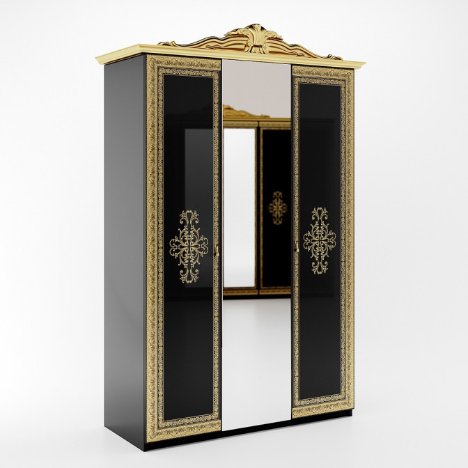 Шкаф Дженнифер 3Д с зеркалом Черный глянец MiroMark купить