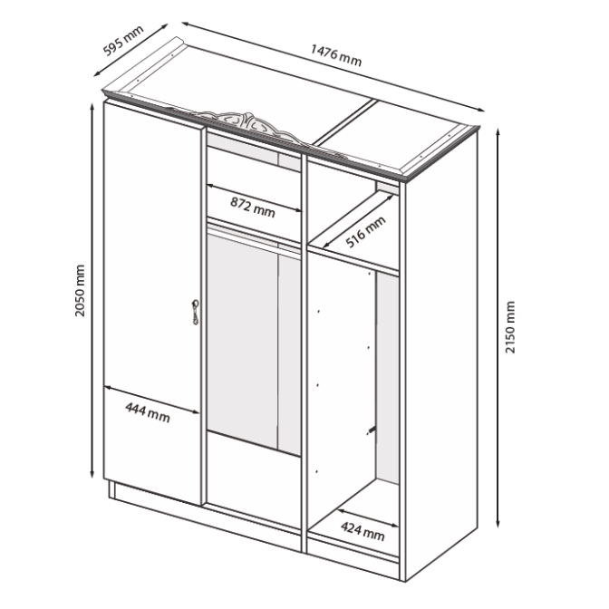 Шкаф Дженнифер 3Д с зеркалом Черный глянец MiroMark купить