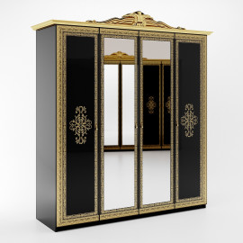 Шкаф 4Дв Дженнифер / Jennifer Глянец Чёрный MiroMark JF-14-RB/BL