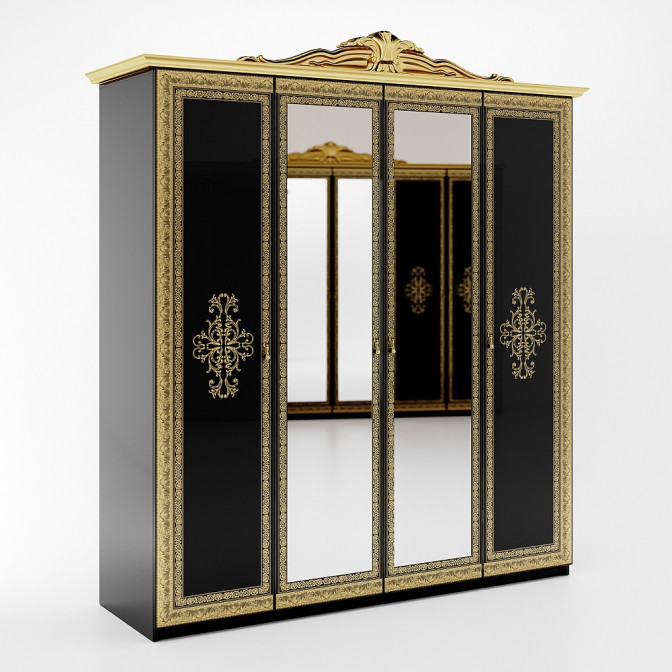 Шкаф Дженнифер 4Д с зеркалом Черный глянец MiroMark купить