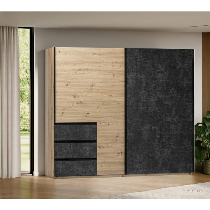 Шафа-купе 2.5м 2Дв Вільма / Wilma Бетон Темний - Дуб Артизан MiroMark WL-26-CD