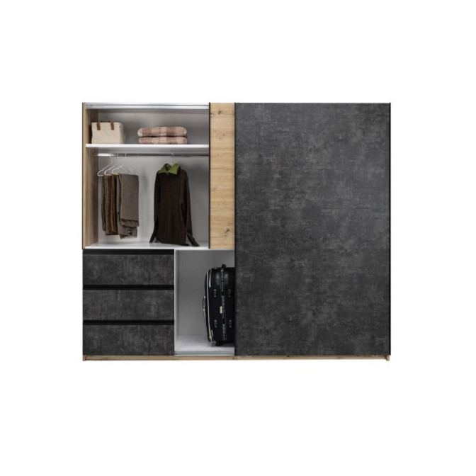 Шафа-купе 2.5м 2Дв Вільма / Wilma Бетон Темний - Дуб Артизан MiroMark WL-26-CD
