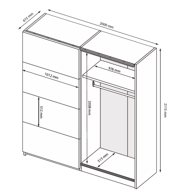 Шафа-купе 2,0х2,1 із дзеркалом Фемелі / Family Глянець Білий MiroMark FM-21-WB