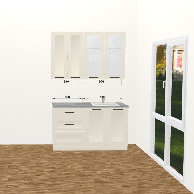 Кухня Винтаж 1,4 м С 900 Витрина Стандарт MiroMark