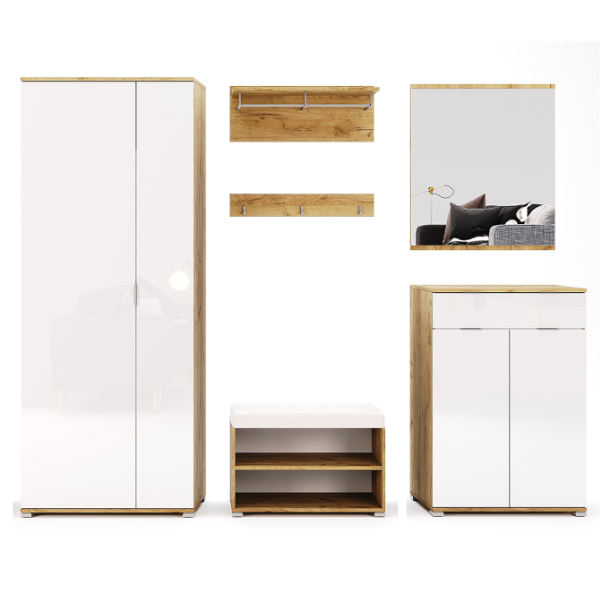 Прихожая Асти 2Дв Шкаф 2Дв БЗ Пуфик Вешалка Зеркало 800 Комод 2Дв 1Шх MiroMark купить