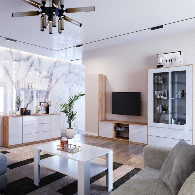 Вітальня Асті 2Дв Сервант 2Дв Полиця книжна Комод 2Дв3Шх 2,0 м Стіл журнальний Тумба ТВ MiroMark купити