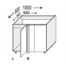 Кухонная секция нижняя Миллениум Угол Н 90° 1000х600/820 1дв Левая ML-098W/9003L MiroMark