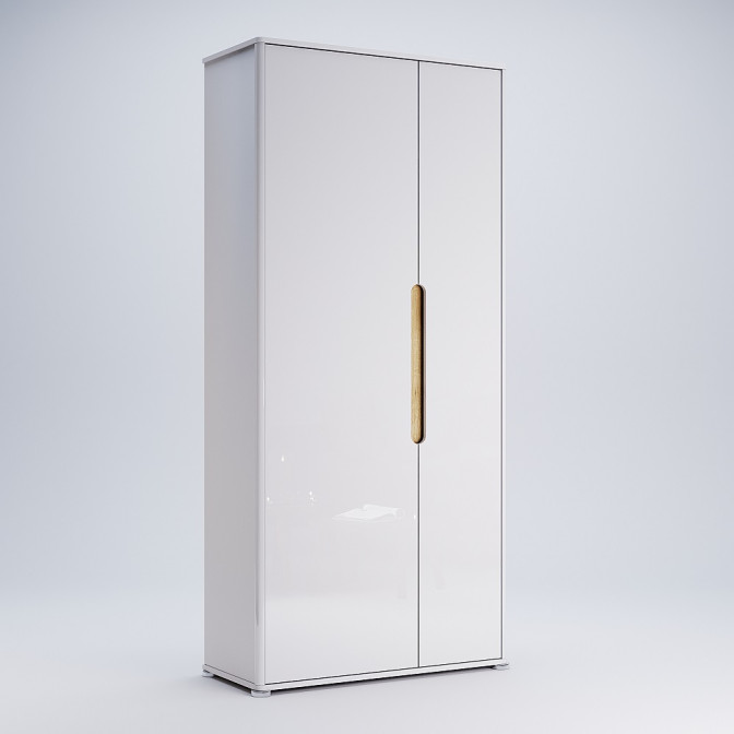 Комплект в прихожую Стелла / Stella Глянец Белый Шкаф 2Дв, Вешалка, Тумба 1Дв, Комод 2Дв 1Ящ, Зеркало MiroMark