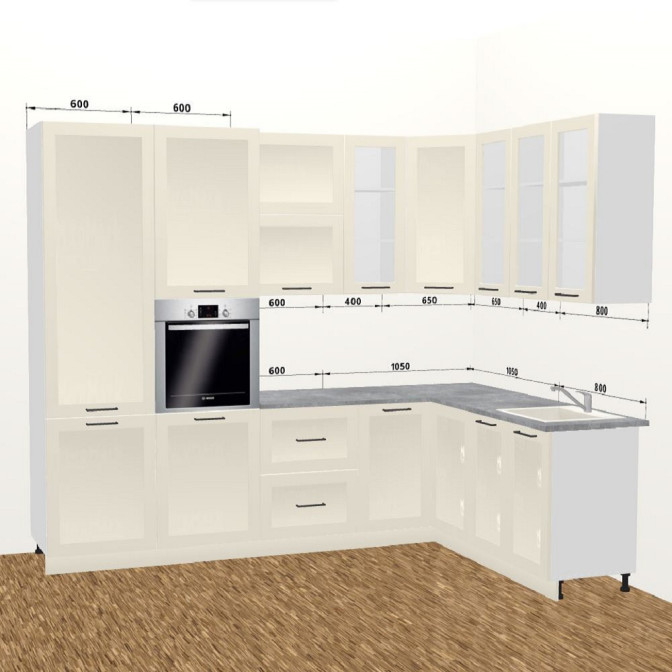 Кухня Винтаж 3,4 м В 900 Витрина Pro MiroMark