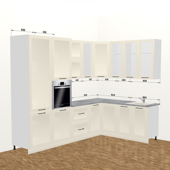 Кухня Винтаж 3,4 м В 900 Витрина Pro MiroMark