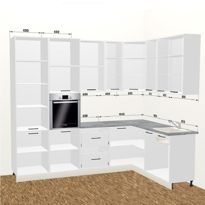 Кухня Винтаж 3,4 м В 900 Витрина Pro MiroMark