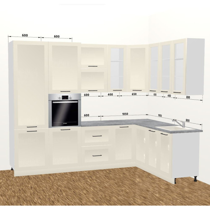 Кухня Вінтаж 3,4 м В 900 Вітрина Стандарт MiroMark