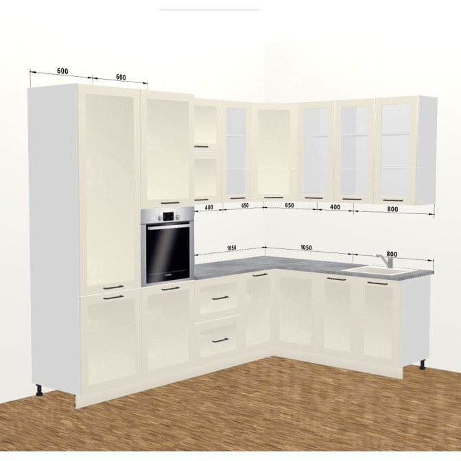 Кухня Вінтаж 3,4 м В 900 Вітрина Стандарт MiroMark