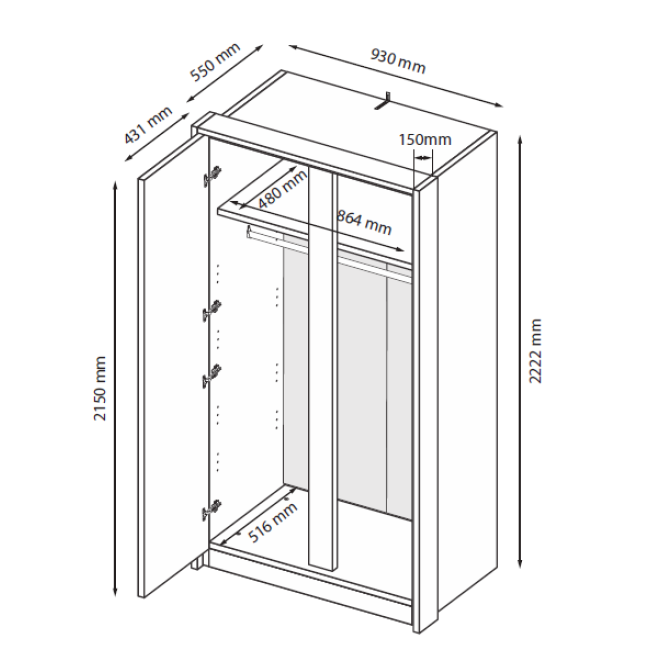 Шафа 2Дв Тібо / Tibo Супер Мат Білий MiroMark TB-22-WM