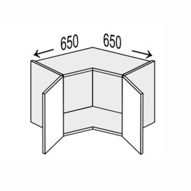 Кухонна секція Глорі верхня кут 90° 650х650/360 2дв GL-190W/01 MiroMark