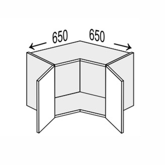 Кухонна секція Глорі верхня кут 90° 650х650/360 2дв GL-190W/01 MiroMark