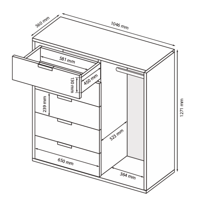 Комод 5Ящ Люция / Lucia Графит MiroMark 3812829M 