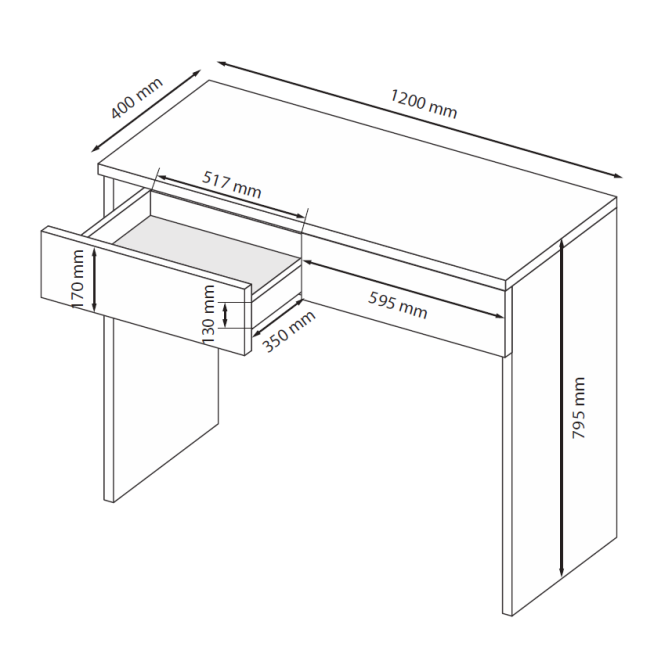 Столик туалетный 2Ящ Доминика / Dominika Графит MiroMark DK-72-GT