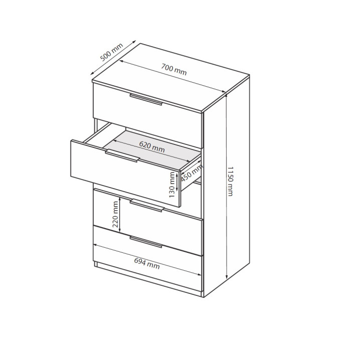 Комод 5Ящ Лори / Lory Глянец Кашемир MiroMark LR-65-GC
